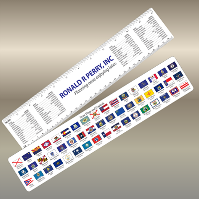 RU20-COMBO - Ruler, 12" State Capital &  State Flag Ruler